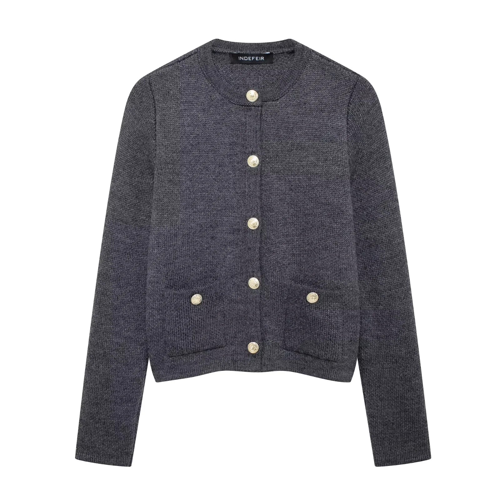 Lässiger Cardigan mit goldenem Knopfverschluss für Damen
