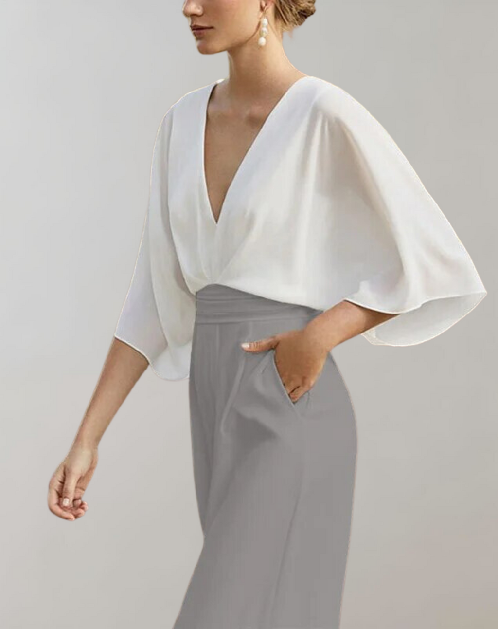 ShopNory Damen Jumpsuit mit V-Ausschnitt und weitem Bein
