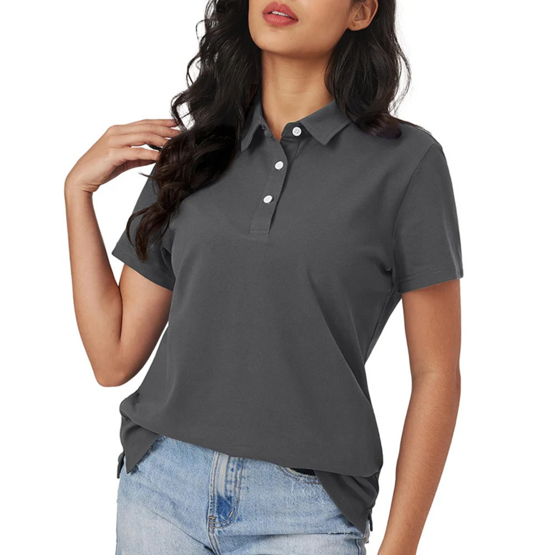 Blaue Seide Atmungsaktiv Leichtgewicht Damen Polo