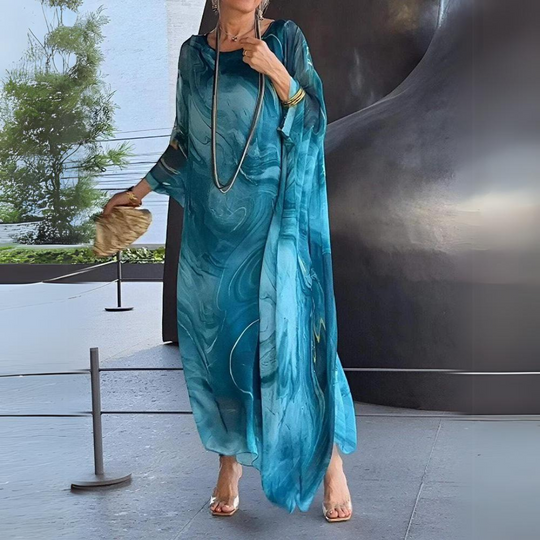 Bauchbedeckendes Seiden-Chiffon-Kleid