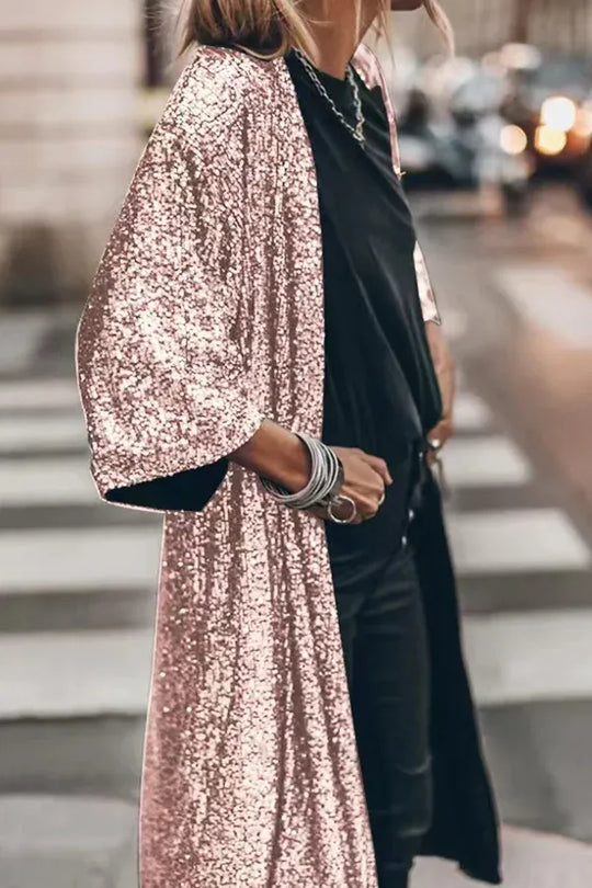 Glamour Kimono aus Pailletten mit Schlüsselloch