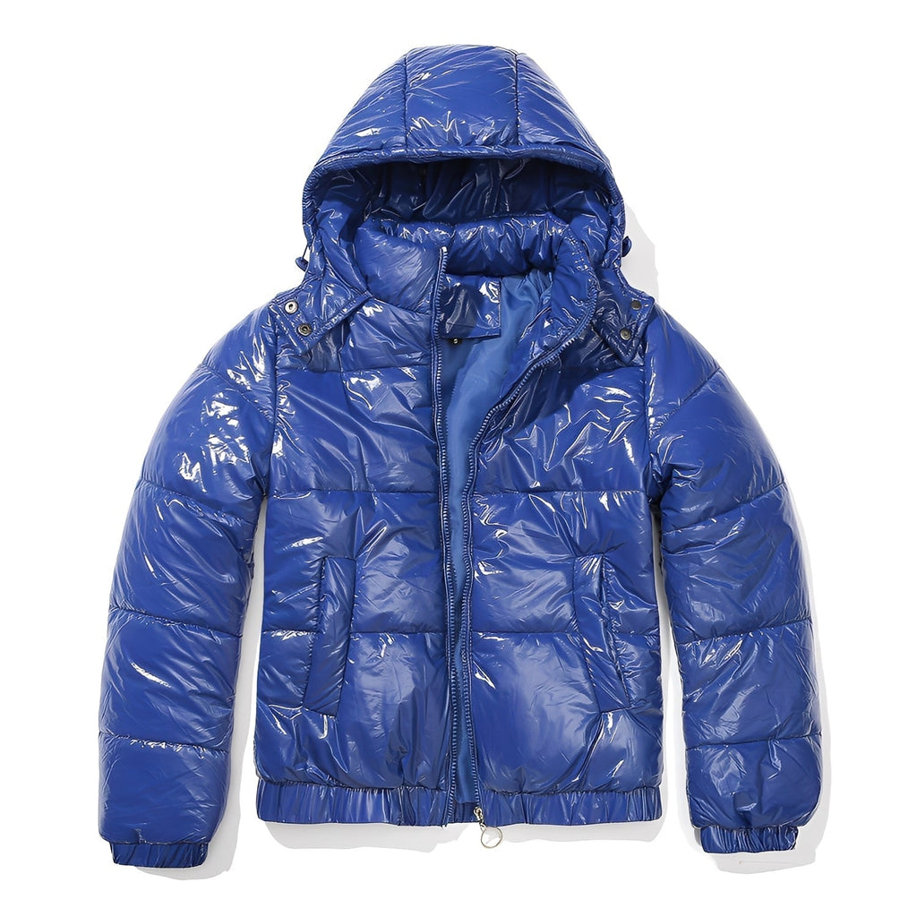 Elegante, glanzvolle Damenjacke mit Kapuze