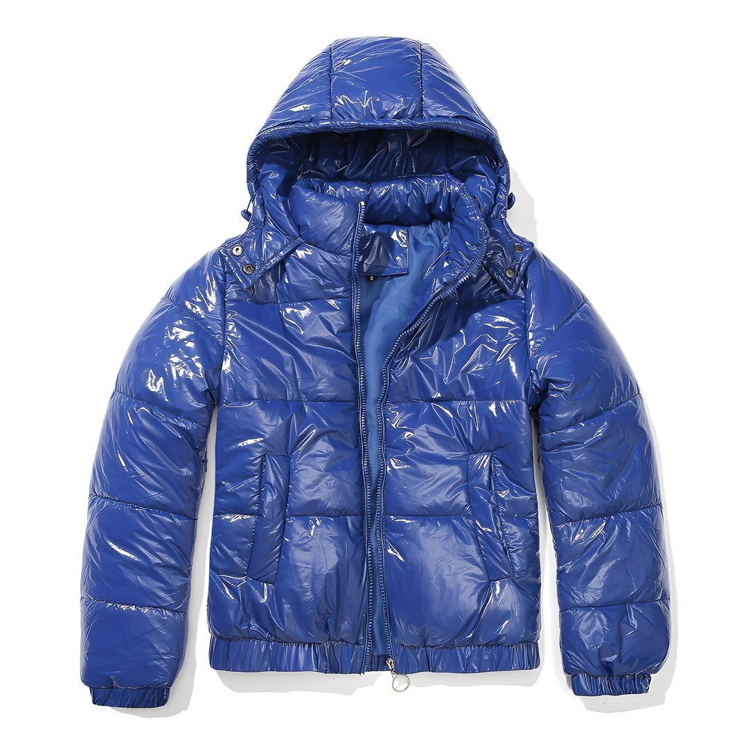 Elegante, glanzvolle Damenjacke mit Kapuze