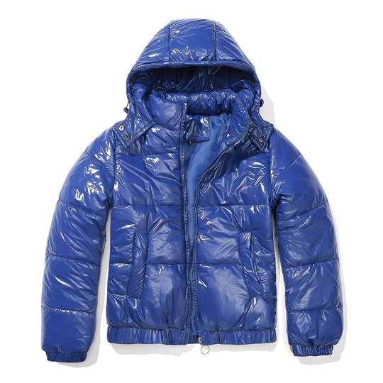 Elegante, glanzvolle Damenjacke mit Kapuze