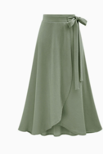 Damen Feminine Bindegürtel Wickel-Midirock