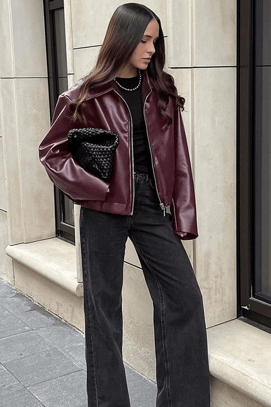 Kurze Kunstlederjacke