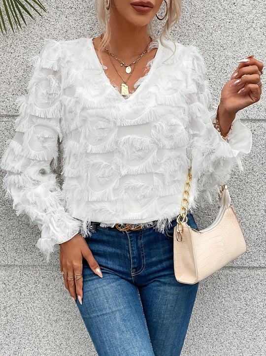 Elegantes Top mit Fransen-details Polyester Stilvoll und Bequem