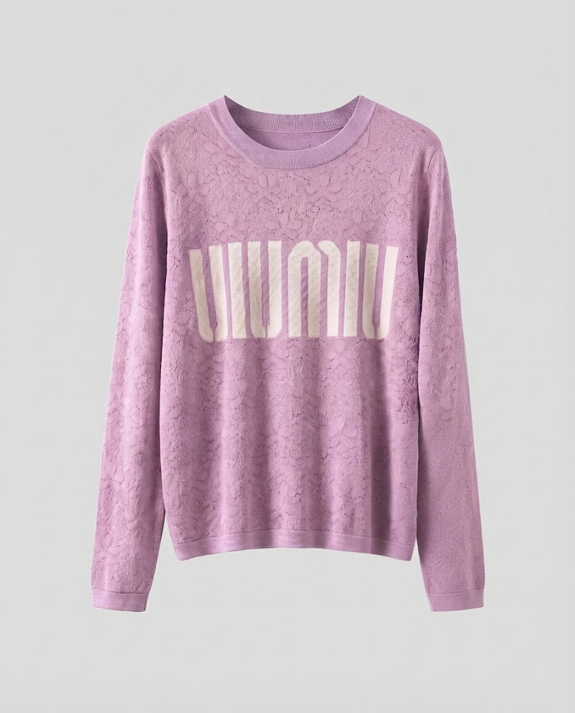 Damen Feinstrick-Pullover mit Rundhalsausschnitt, Jacquardstruktur und Logo-Front Shop Nory