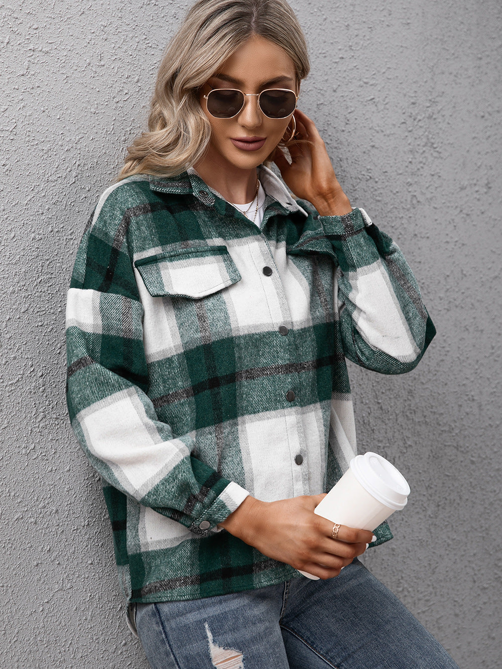 Shopnory | Karierter Langarmhemdjacke