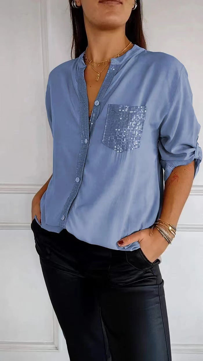 Glitzerbluse Mit Paillettentasche