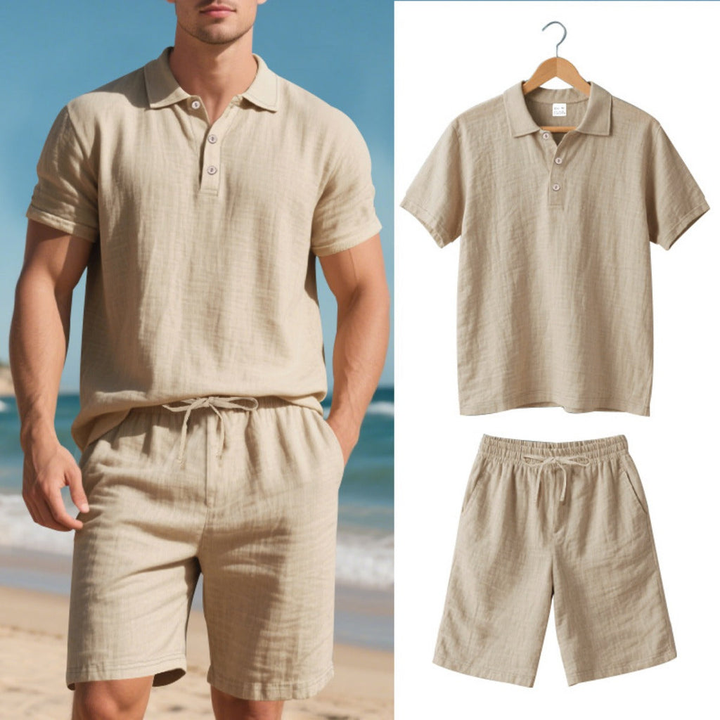 Kurzärmliges Poloshirt und Shorts Strandanzug