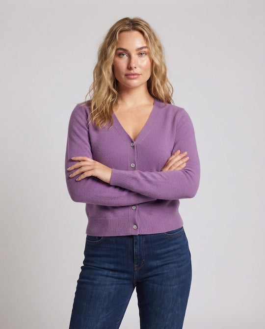 Damen Feiner V-Ausschnitt Kaschmir-Cardigan mit Perlmuttknöpfen Shop Nory
