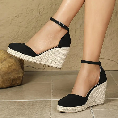 Elegante Damen-Keilsandalen mit Knöchelriemen