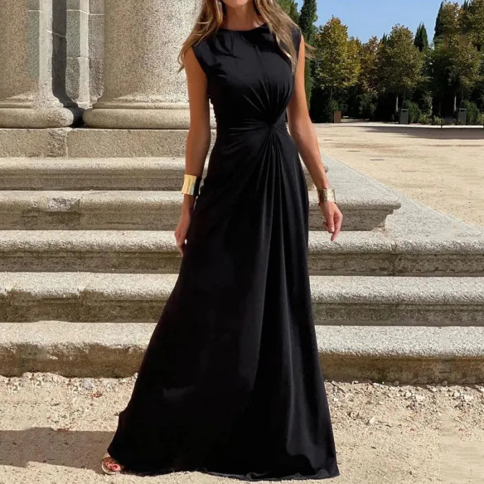 Elegantes Langkleid mit Langen Ärmeln, Revers und Unifarbenem V-Ausschnitt für Damen