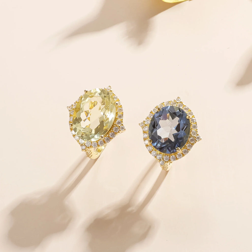 Mystic-Quarz-Ring Verlobungsring mit großem blauem Mystic-Quarz Verlobungsring einzigartiger Ring | Shop Nory