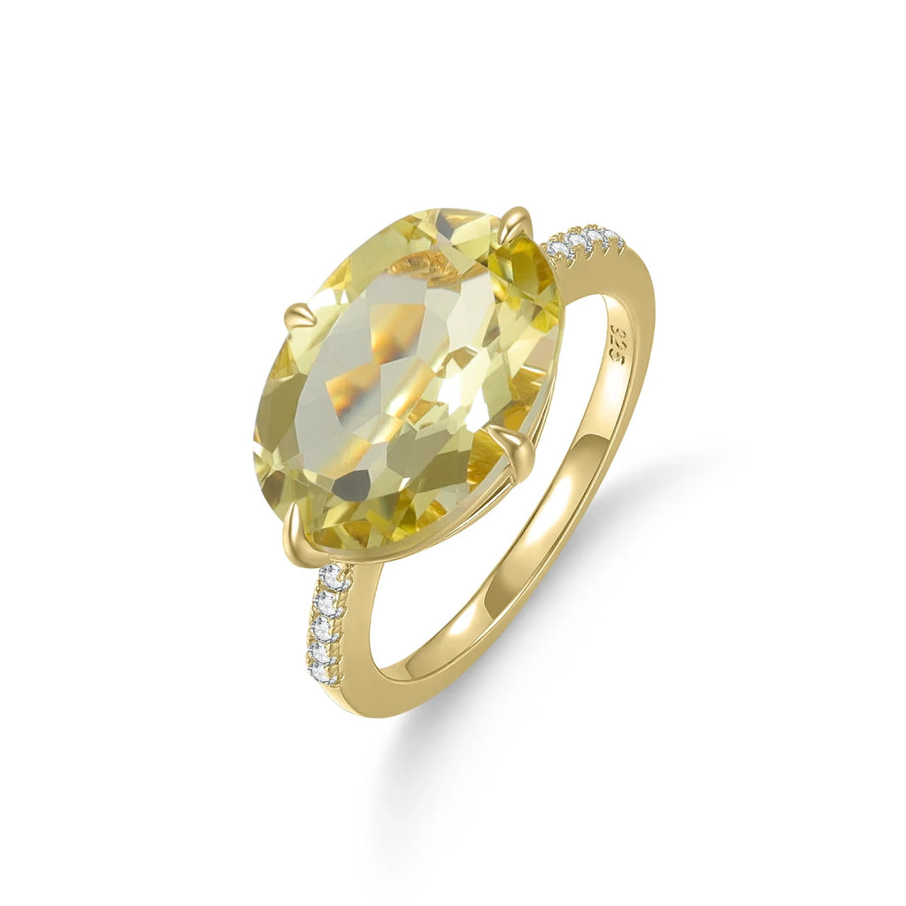 Cocktailringe mit großen ovalen Edelsteinen Amethyst Topas Citrin Zitronenquarz Mystischer Quarz | Shop Nory