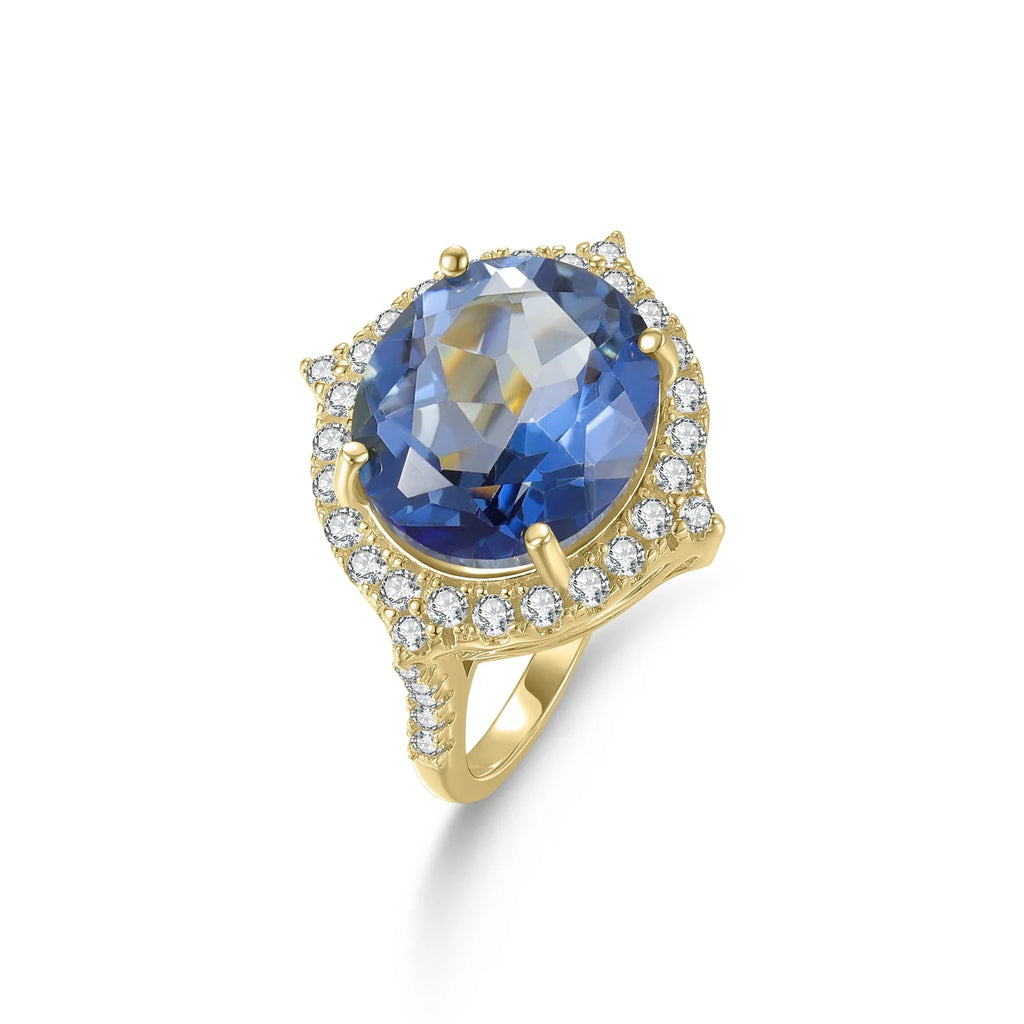 Mystic-Quarz-Ring Verlobungsring mit großem blauem Mystic-Quarz Verlobungsring einzigartiger Ring | Shop Nory