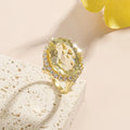 Zitronencitrin-Ring Verlobungsring mit großem gelbem Citrin und klarem CZ-Cocktailring | Shop Nory