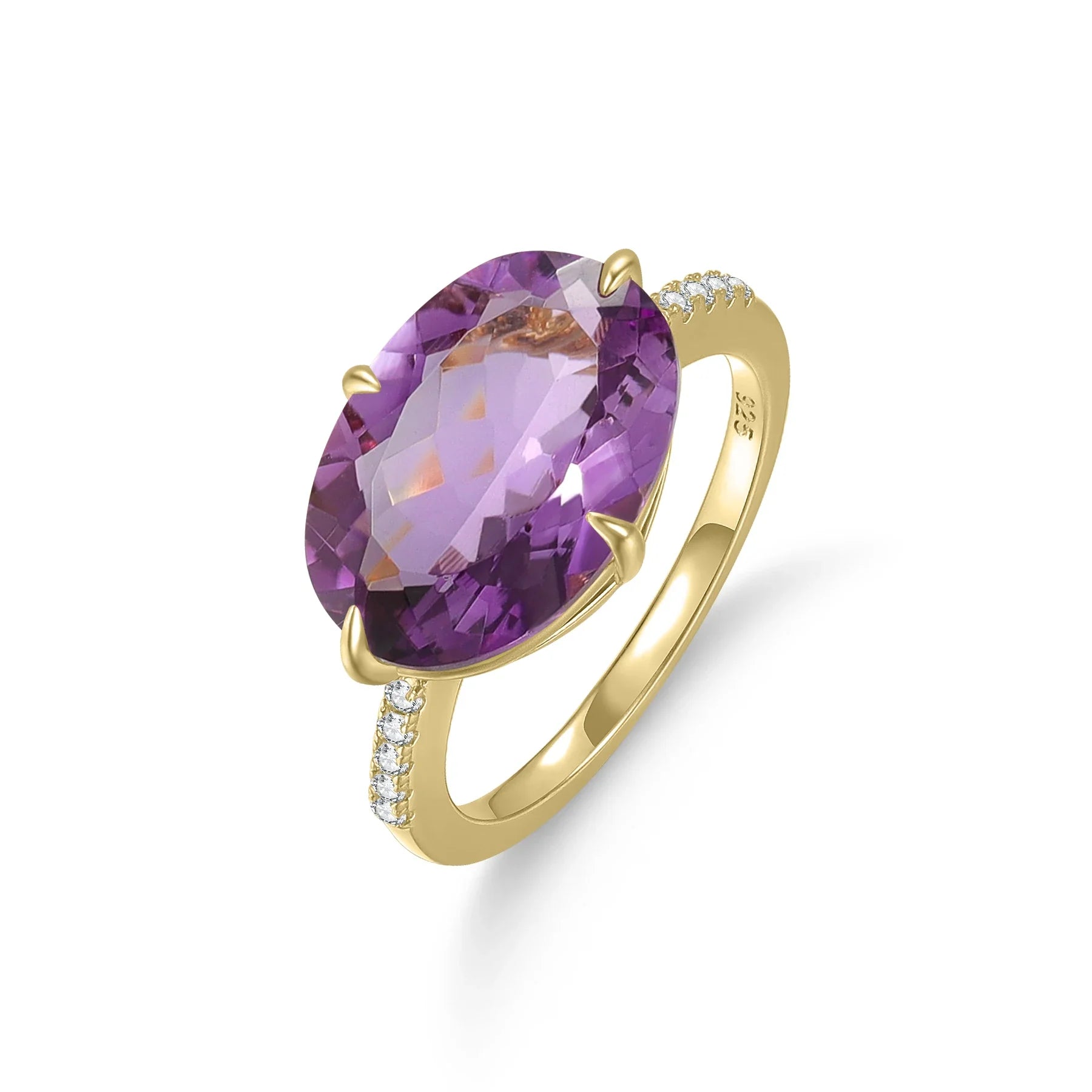 Cocktailringe mit großen ovalen Edelsteinen Amethyst Topas Citrin Zitronenquarz Mystischer Quarz | Shop Nory