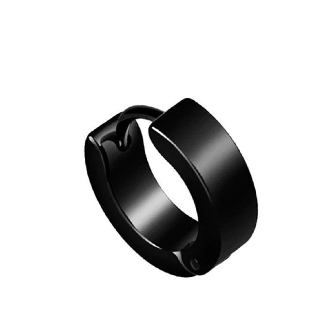 Unisex Schwarze Glatte Anti-Allergische Titanstahl Kleine Hängeohrringe | Shop Nory