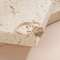 Moosachat-Ring mit einem sechseckigen Moosachat-Ring aus Roségold für Damen | Shop Nory
