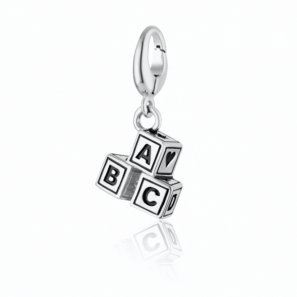 Silber ABC Bauklotz Charm Halskette | Shop Nory