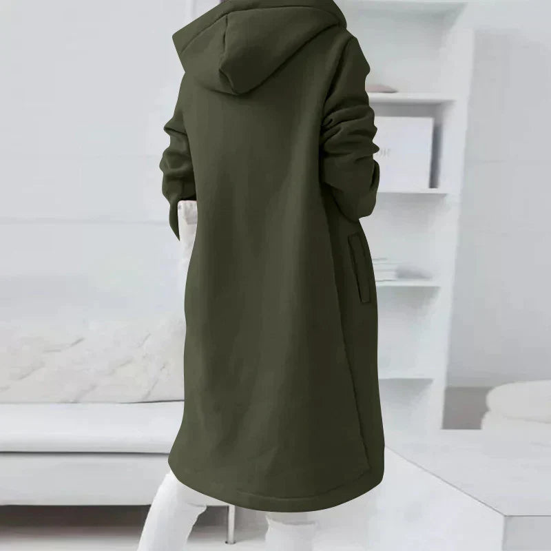Lässiger Herbst Lange Kapuzenpullover mit Reißverschluss für Frauen