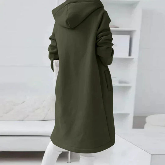 Lässiger Herbst Lange Kapuzenpullover mit Reißverschluss für Frauen