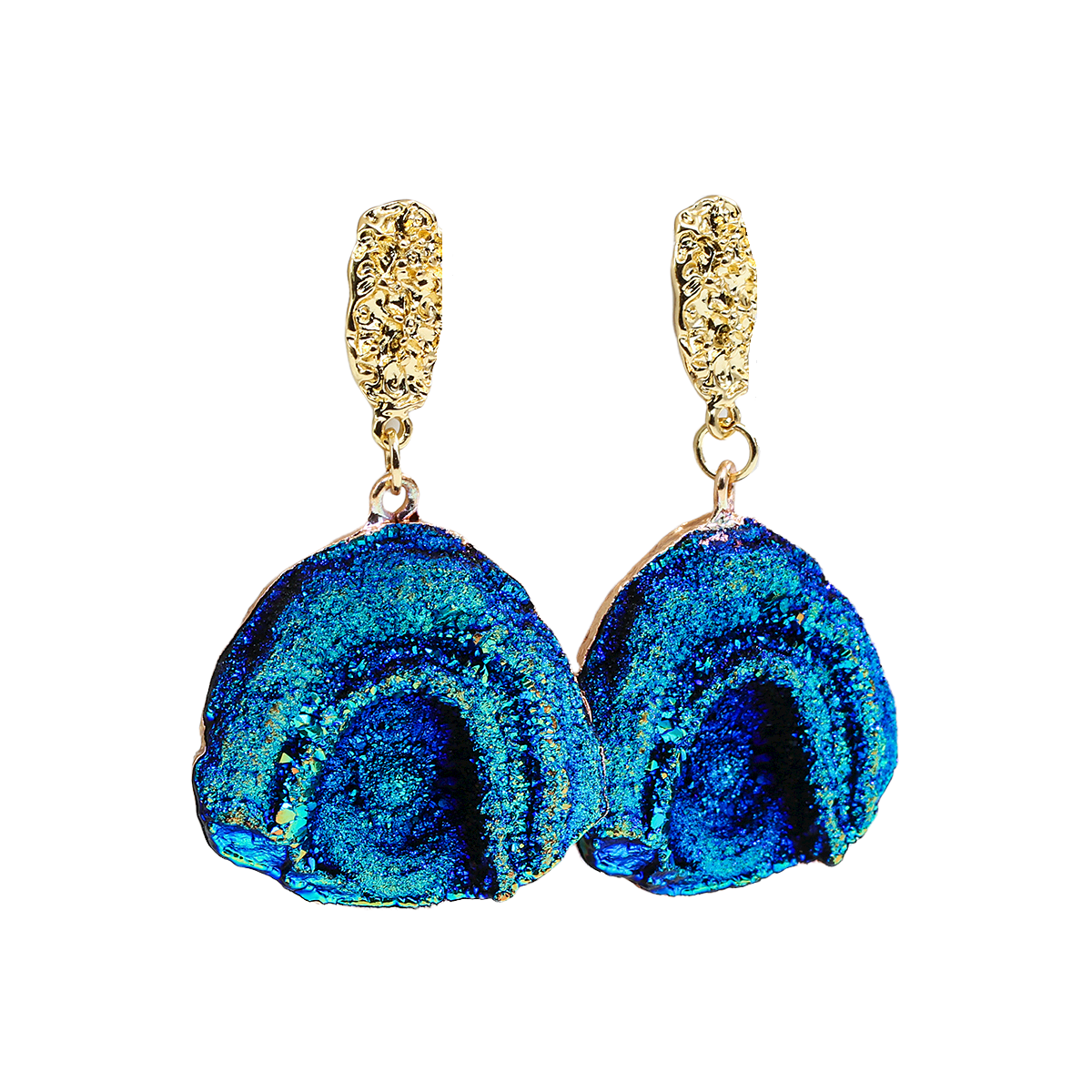 Damen Blau Regenbogen-Mondstein Abstrakte Naturstein Halbmond Hängeleuchten | Shop Nory
