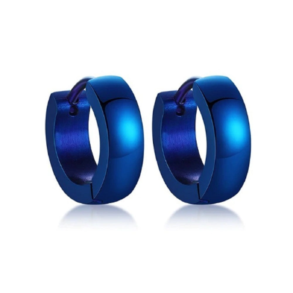 Blaue glatte Titanstahl anti-allergische kleine Creolen | Shop Nory