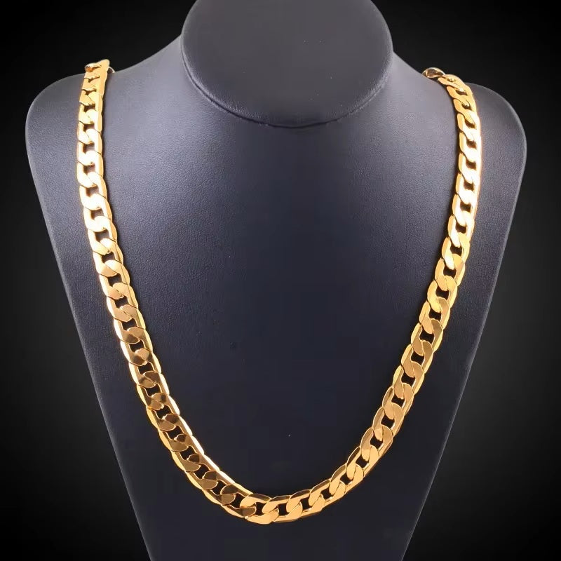 Damen Herren Unisex Gold Hochwertige Glatte Chunky Dicke Gliederkette Halskette | Shop Nory
