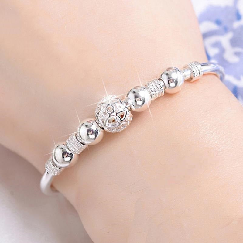 Damen 925 Sterling Silber Glücksperlen Verstellbares Armband | Shop Nory
