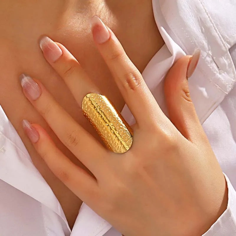 Damen Gold Silber Glatte Blasen Design Edelstahl Verstellbarer Ring | Shop Nory