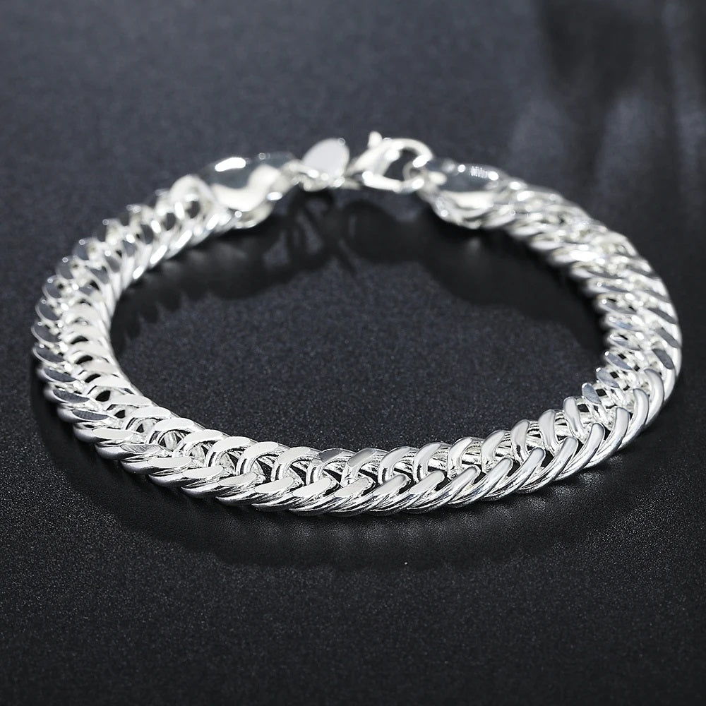 Damen 925 Sterling Silber Solide Geflochtene Kette Dicke Armbänder | Shop Nory