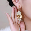 Damen vergoldete Überlagerung Kreise eingelegte Kristalle Hängehänger耳环 | Shop Nory