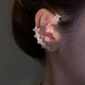Damen Silber Zirkon Blumen Blätter Kristall Clip Armreif Stud Tropfen Damen Ohrringe | Shop Nory