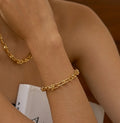 Damen Dicke 18ct Goldplattierte U-Gelenk-Interlink-Kette Chunky Handkette | Shop Nory