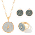 Grüne Mondstern Blitz himmlische Anhänger Halskette Ohrringe Ring 4-teiliges Set | Shop Nory