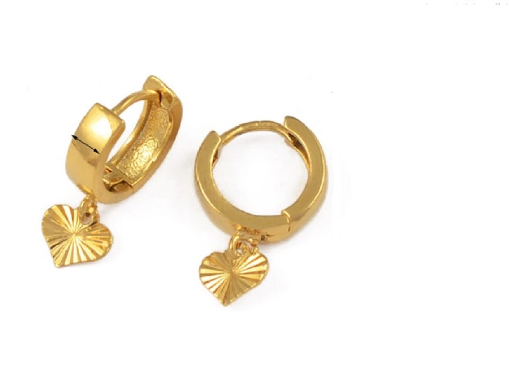 Gold Plated Kleine Dicke Creole Hängende Herz Stern Ausgeschnitten Ohrringe | Shop Nory