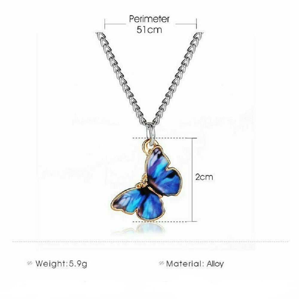 Unisex Schmetterling Emaille Anhänger & Gliederkette Halskette | Shop Nory