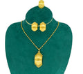 Damen Gold Bold Half Shell Einzigartiger Schnitt Anhänger Ohrringe Twirl Kette Halskette Set | Shop Nory