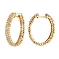 Elegante Goldene Ovalperlenbesatz Mittel-Zirkon Creolen-Hoops-Ohrringe | Shop Nory