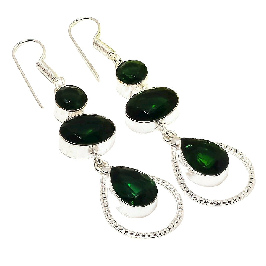 Damen Retro Chromdiopsid Edelstein Hängende Ohrringe | Shop Nory