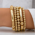Damen Goldbeschichtete Chunky Runde Perlen 5 Set Stapelarmbänder | Shop Nory