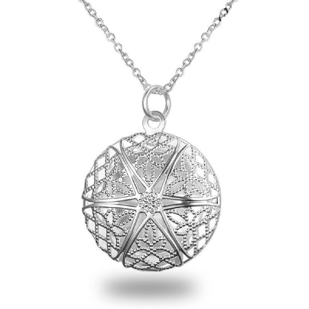 925 Sterling Silver Rund Parfümspender Foto Medaillon Anhänger & Kette | Shop Nory