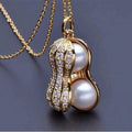 Unisex Gold Simulierte Perlen Erdnuss Mit Kristallen Link Halskette Set | Shop Nory