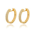 Goldene Runde Mittlere Perlenbesatz Mittel Zircon Creolen Ohrringe für Frauen | Shop Nory