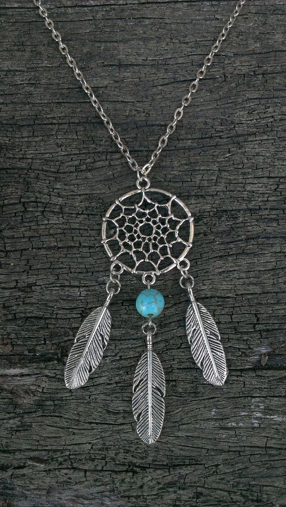 Damen Silber Bohemia Traumfänger Perlen Feder Quaste Anhänger Halskette | Shop Nory