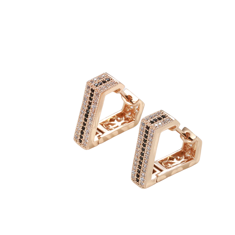 Damen Roségold Dreieck Eingelassene Kristalle Ohrringe | Shop Nory