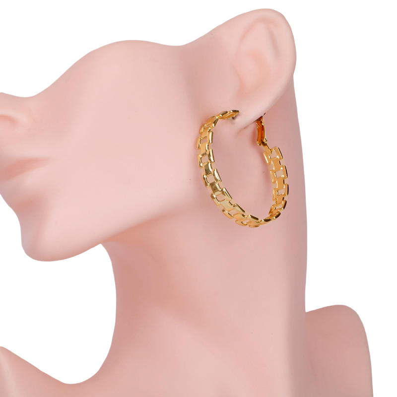 Damen Gold Mittel Rund Hohl ausgeschnitten Klassische Creolen Ohrringe mit Hebelverschluss | Shop Nory